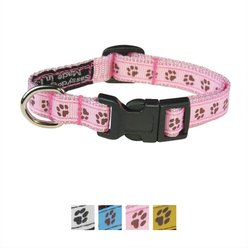 Sassy Dog Wear Puppy Paws Dog Collar, Pink & Brown, X-Small 
