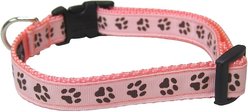 Sassy Dog Wear Puppy Paws Dog Collar, Pink & Brown, Small  slide 2 of 3