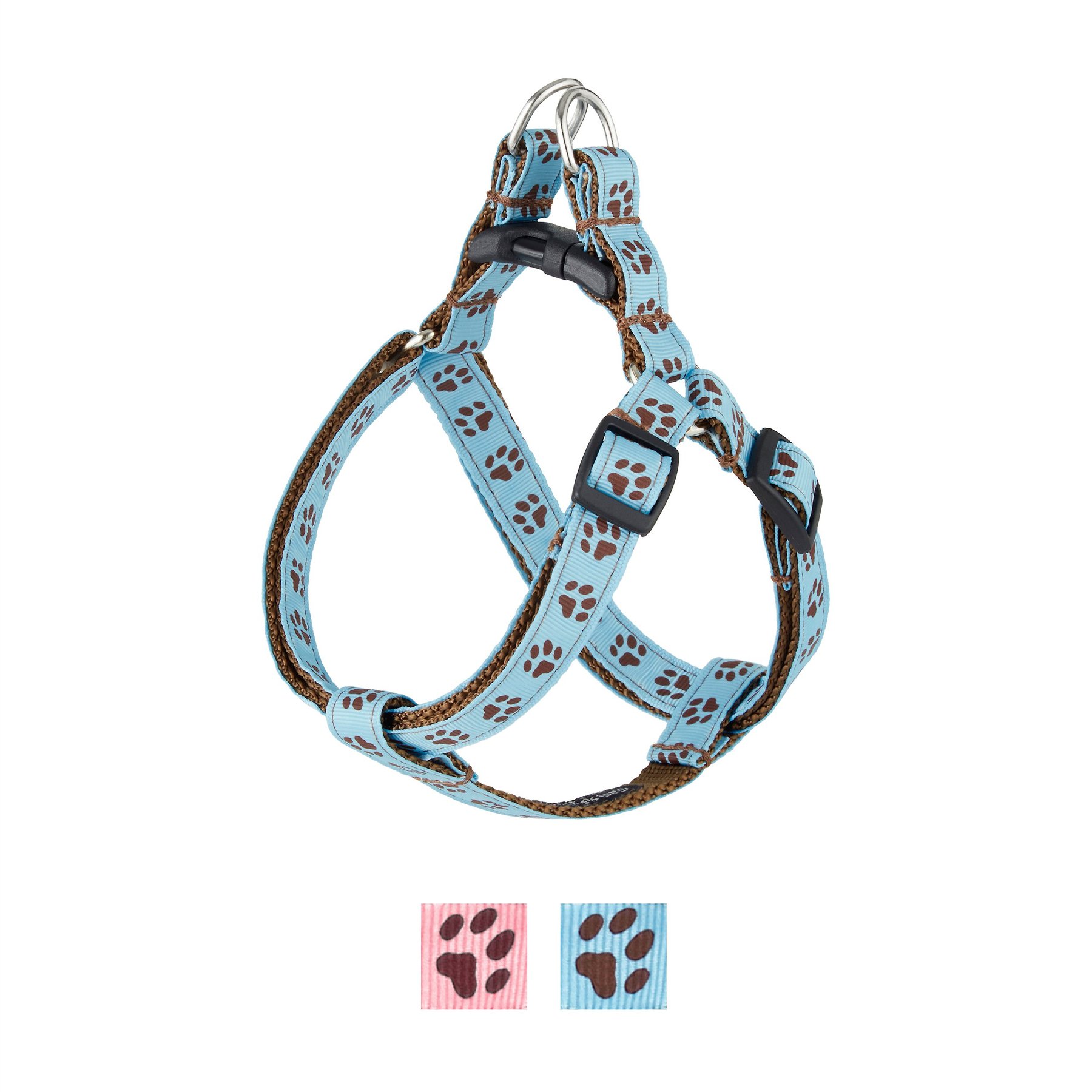 Sassy Dog Wear Puppy Paws Dog Harness, Blue & Brown, Large