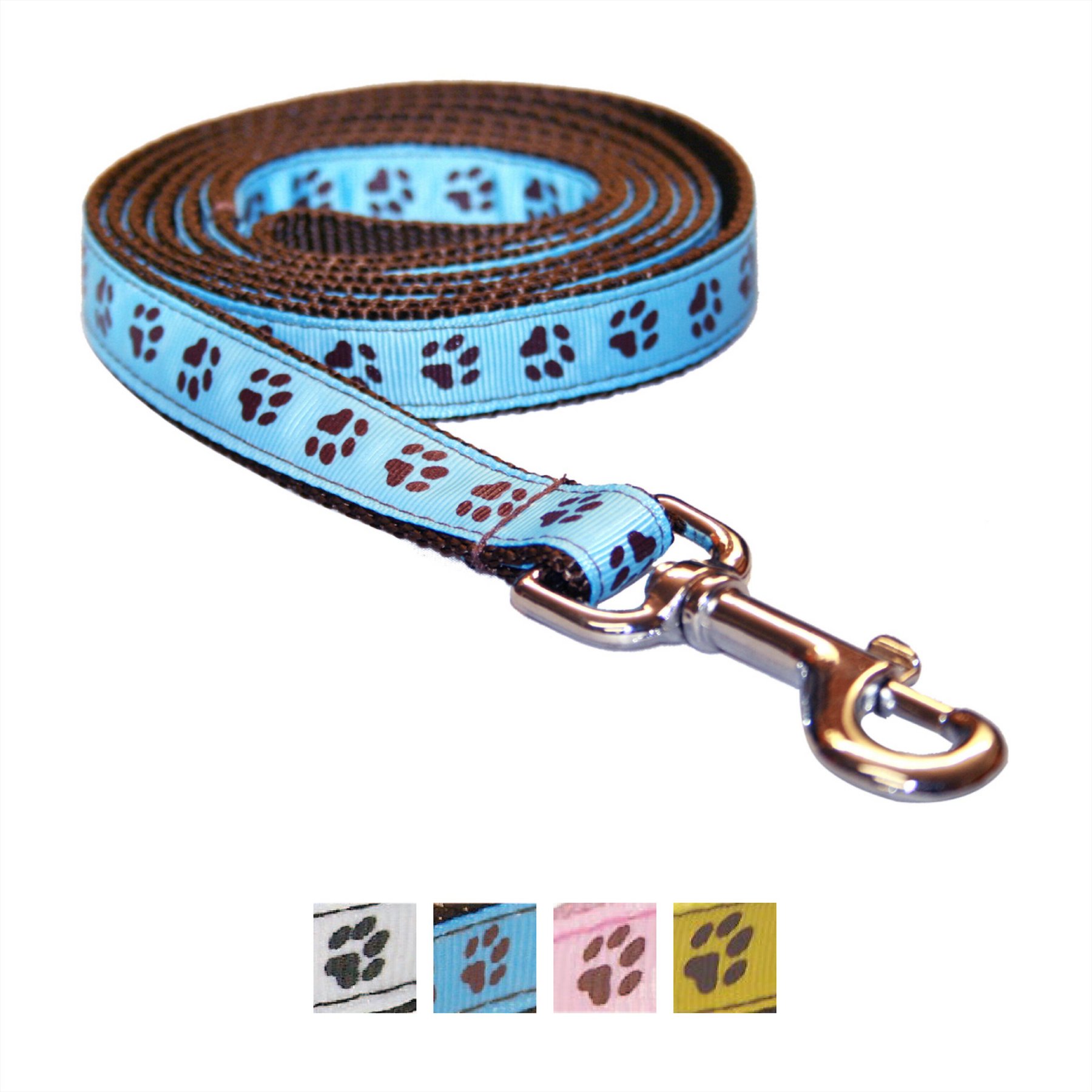 Sassy Dog Wear Puppy Paws Dog Leash, Blue & Brown, X-Small