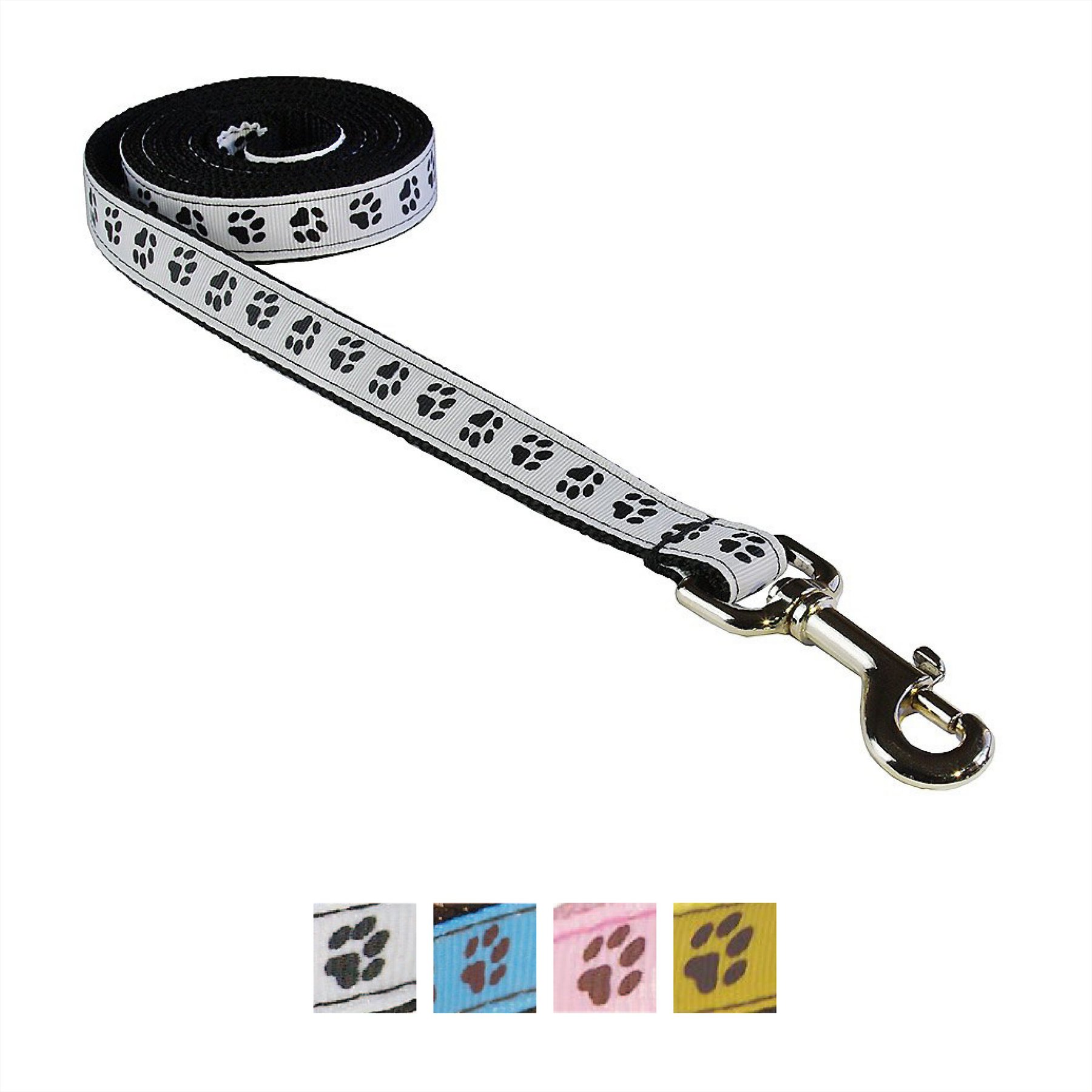 Sassy Dog Wear Puppy Paws Dog Leash, Black & White, Medium