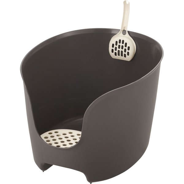Richell PAW TRAX High Wall Cat Litter Box - Brown, Anti-Tracking Grate, Includes Scoop, For Cats Up To 17.6 Lbs - View #3