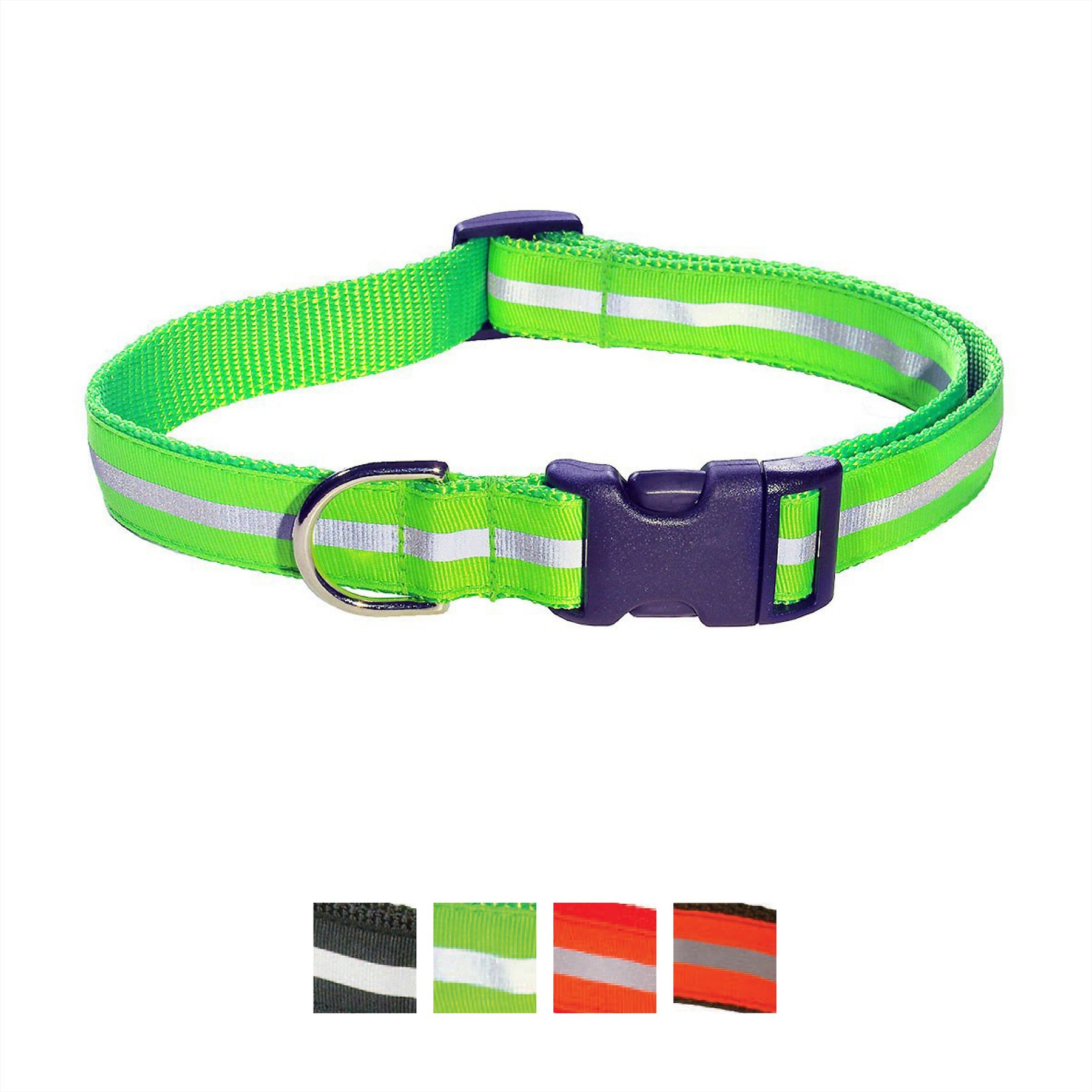 Sassy Dog Wear Reflective Dog Collar, Green, Small
