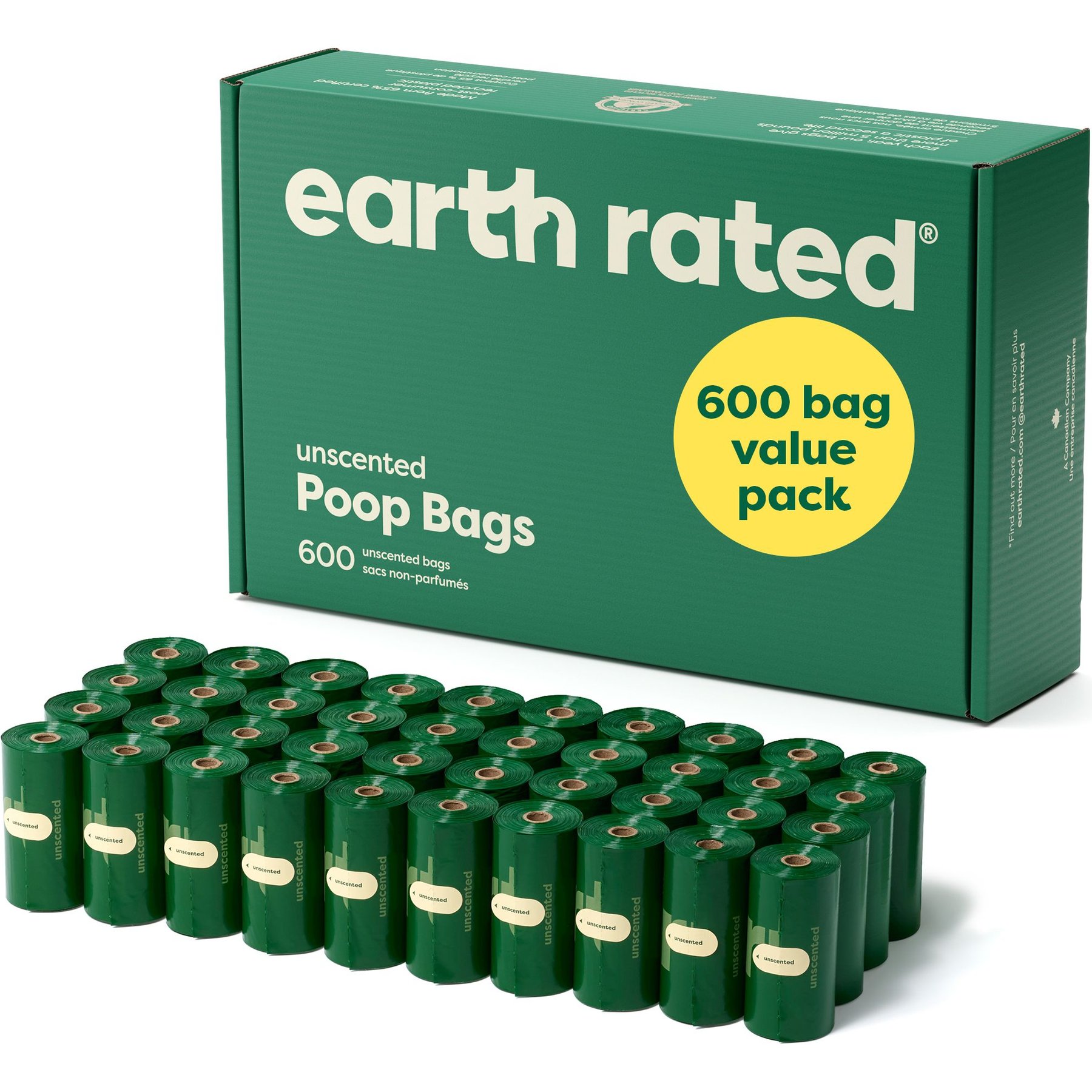 Earth Rated Dog Poop Bags Refill Rolls Unscented 600 Count