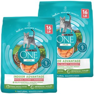Purina ONE +Plus Indoor Advantage with Real Salmon Natural Adult Dry Cat Food, 32-lb bag