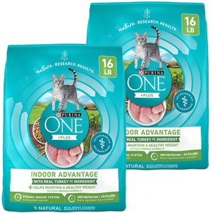 Purina ONE +Plus Indoor Advantage with Real Turkey Weight-Control & Hairball Adult Dry Cat Food, 32-lb bag