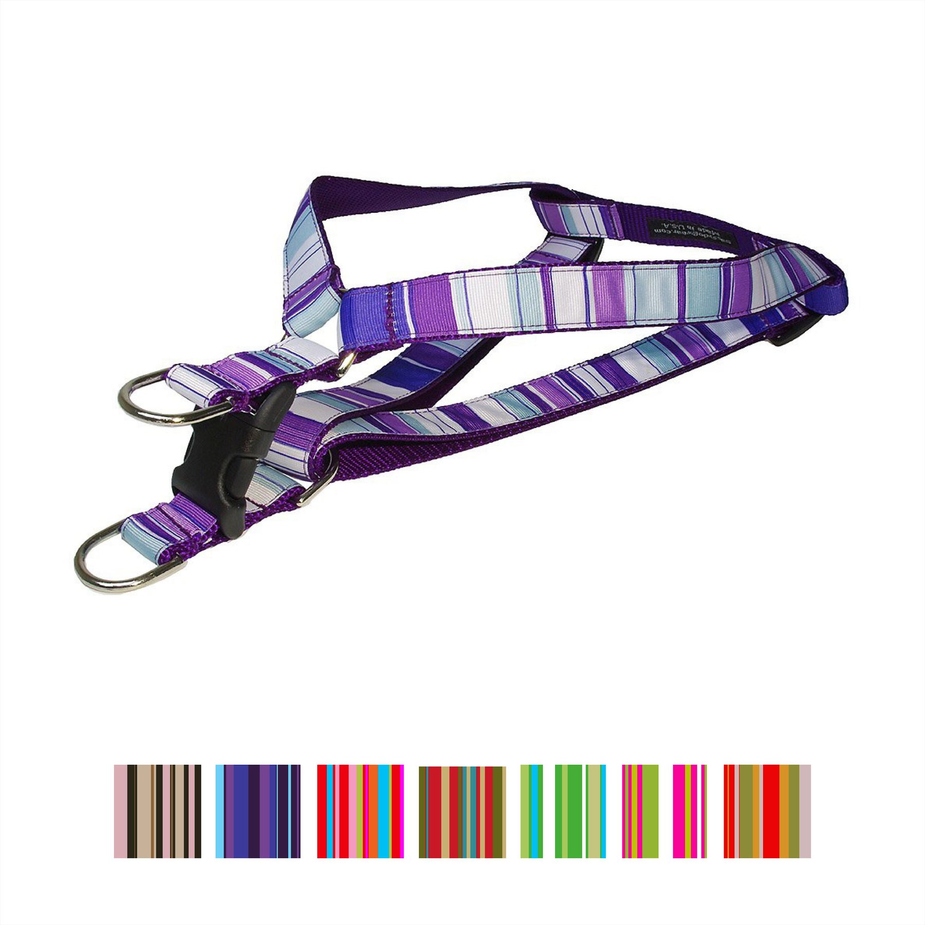 Sassy Dog Wear Multi Stripe Dog Harness, Purple, Large