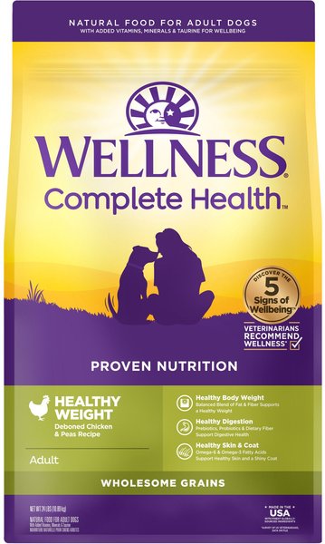 Wellness Complete Health Natural Adult Healthy Weight Chicken & Peas Dry Dog Food, 24-lb bag