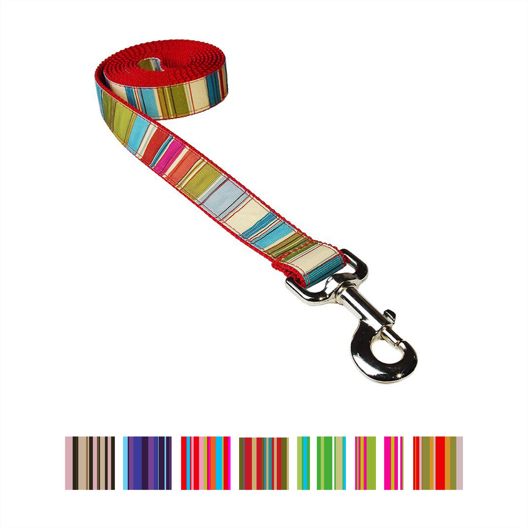 Sassy Dog Wear Multi Stripe Dog Leash, Medium, Red