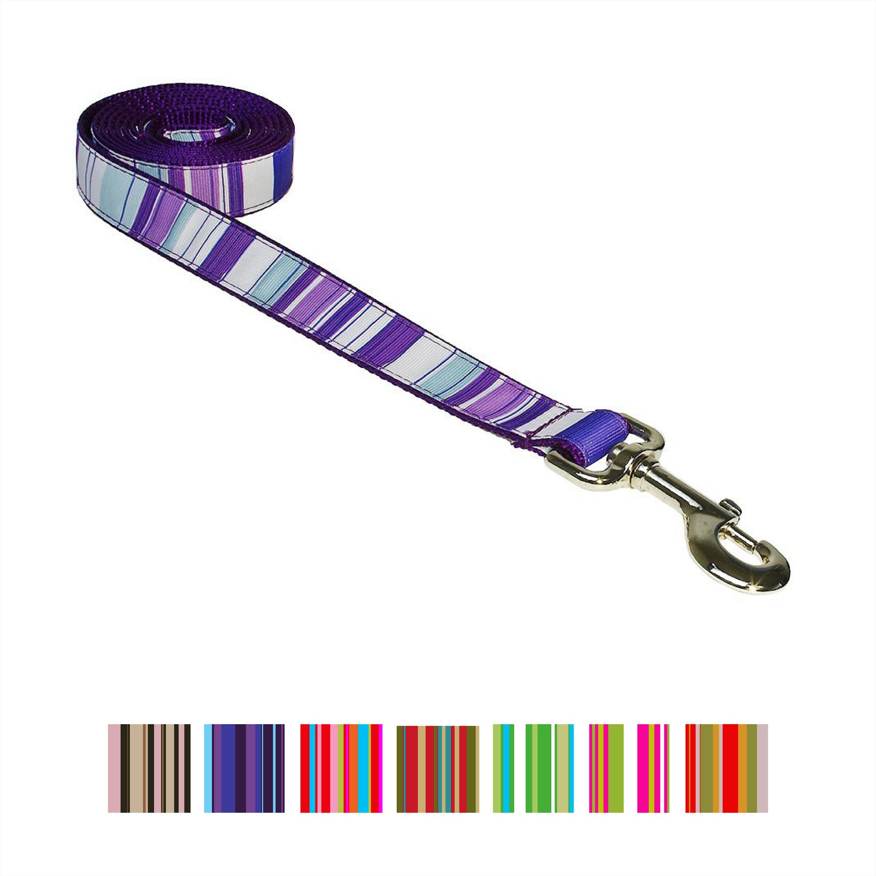 Sassy Dog Wear Multi Stripe Dog Leash, Purple, Large