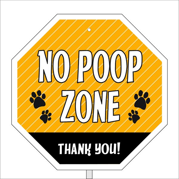 Imagine This Company "No Poop Zone" Garden Sign, Standard slide 1 of 5