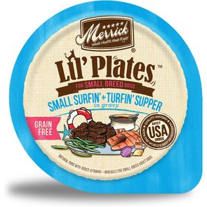 Merrick Lil' Plates Grain-Free Small Breed Wet Dog Food Surfin' + Turfin' Supper, 3.5-oz tub, case of 12