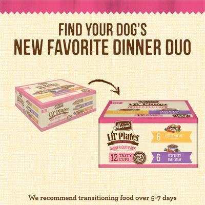 Show full view: Merrick Lil'Plates Mini Medley Wet Dog Food Variety Pack, 3.5-oz tub, case of 12 slide 3 of 12