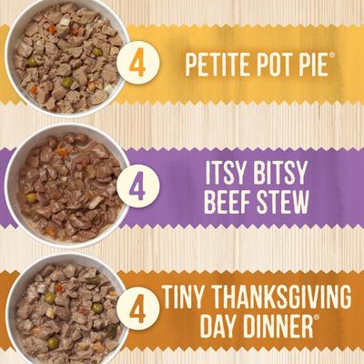 Show full view: Merrick Lil'Plates Mini Medley Wet Dog Food Variety Pack, 3.5-oz tub, case of 12 slide 8 of 12