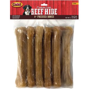 Cadet Premium Grade Pressed Beef Hide Bone, 8-in, 6 count