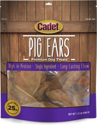Cadet Natural Pig Ears Dog Treats, 25 count