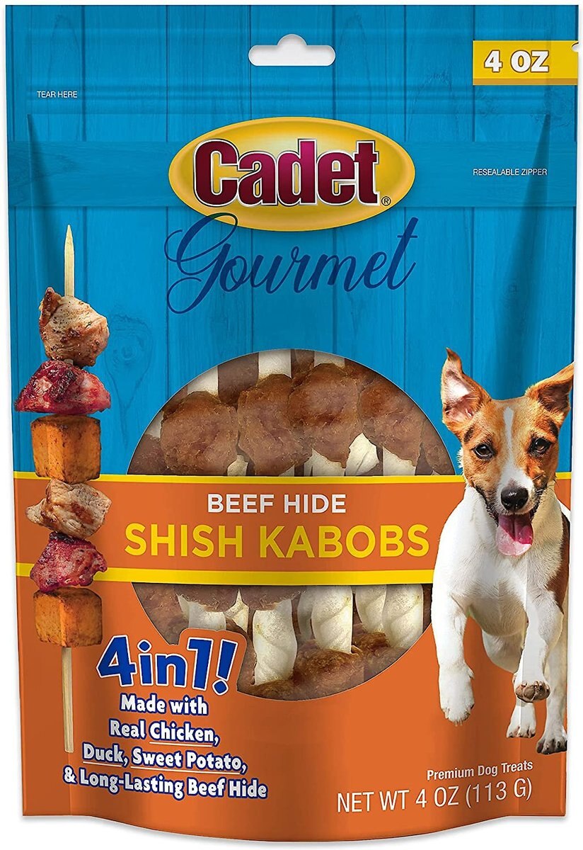 CADET Gourmet Beef Hide Shish Kabob Dog Treats Small, Chicken, Liver