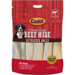 Cadet Premium Grade Beef Hide Retriever Rolls Dog Treats, 20 count