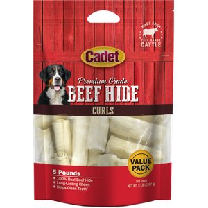 Cadet Premium Grade Original Beef Hide Curls Dog Treats, 5-lb bag