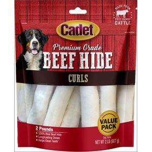 Cadet Premium Grade Beef Hide Chew Curls Dog Treats, Original, 2-lb bag