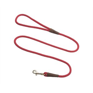Mendota Products Small Snap Solid Rope Dog Leash, Red, 4-ft long, 3/8-in wide