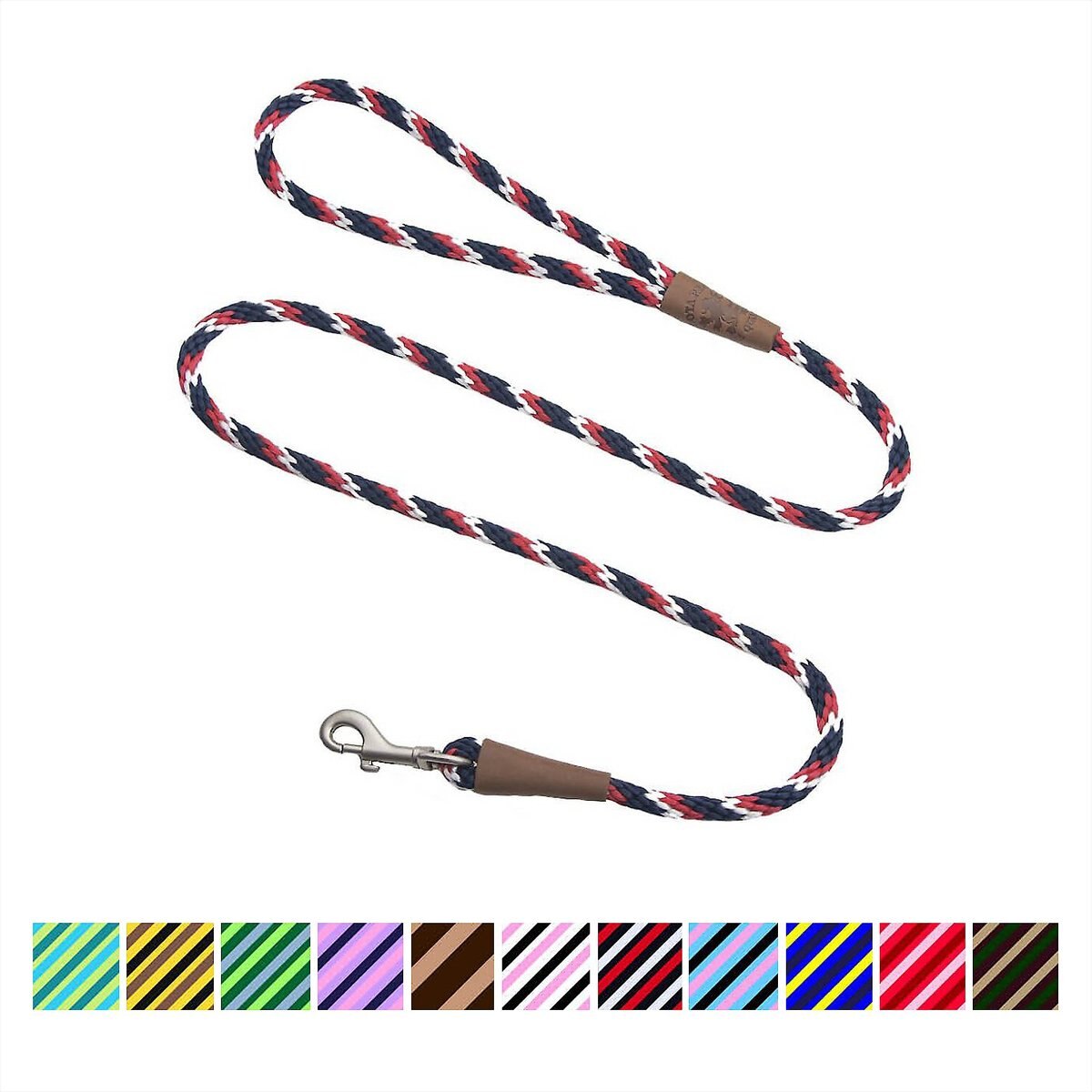 MENDOTA PRODUCTS Small Snap Striped Rope Dog Leash, Pride, 4ft long, 3