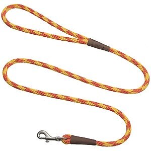 Mendota Products Small Snap Checkered Rope Dog Leash, Amber, 4-ft long, 3/8-in wide
