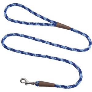 Mendota Products Small Snap Checkered Rope Dog Leash, Sapphire, 4-ft long, 3/8-in wide