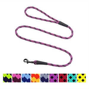 Mendota Products Small Snap Checkered Rope Dog Leash, Black Ice Raspberry, 4-ft long, 3/8-in wide