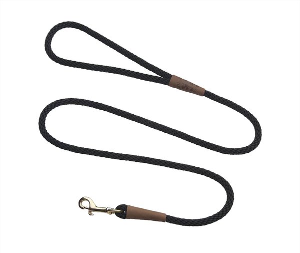 Mendota Products Small Snap Solid Rope Dog Leash, Black, 6-ft long, 3/8-in wide slide 1 of 2
