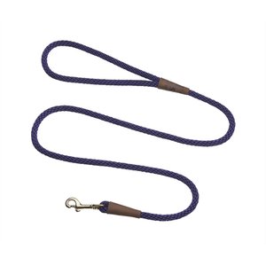 Mendota Products Small Snap Solid Rope Dog Leash, Purple, 6-ft long, 3/8-in wide