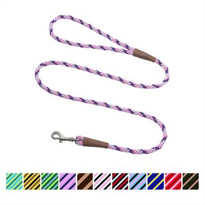 Mendota Products Small Snap Striped Rope Dog Leash, Lilac, 6-ft long, 3/8-in wide