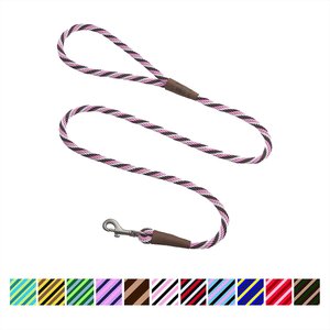 Mendota Products Small Snap Striped Rope Dog Leash, Pink Chocolate, 6-ft long, 3/8-in wide
