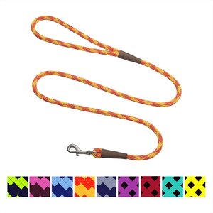 Mendota Products Small Snap Checkered Rope Dog Leash, Amber, 6-ft long, 3/8-in wide