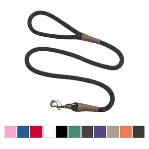 Mendota Products Large Snap Solid Rope Dog Leash, Black, 4-ft long, 1/2-in wide