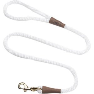 Mendota Products Large Snap Solid Rope Dog Leash, White, 4-ft long, 1/2-in wide