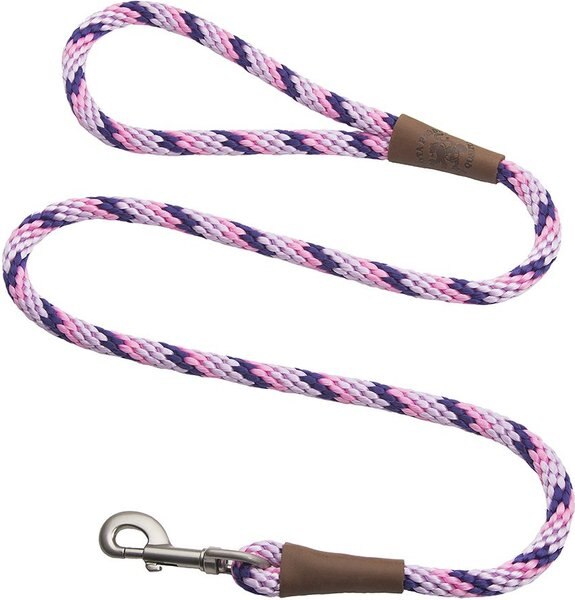 Mendota Products Large Snap Striped Rope Dog Leash, Lilac, 4-ft long, 1/2-in wide slide 1 of 2