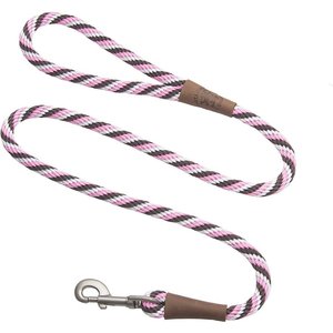 Mendota Products Large Snap Striped Rope Dog Leash, Pink Chocolate, 4-ft long, 1/2-in wide