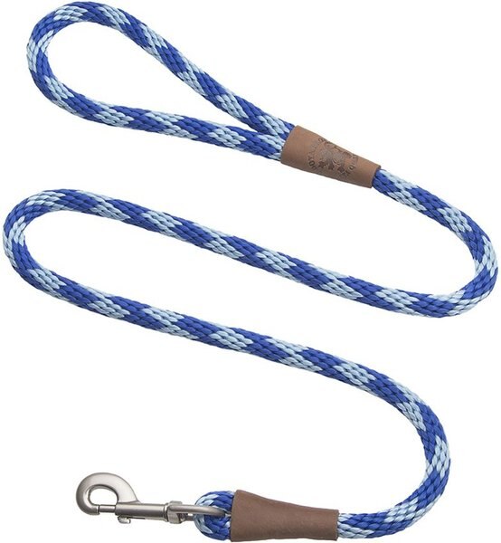 Mendota Products Large Snap Checkered Rope Dog Leash, Sapphire, 4-ft long, 1/2-in wide slide 1 of 3