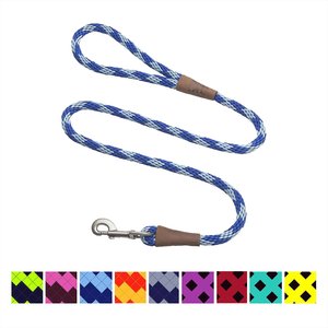 Mendota Products Large Snap Checkered Rope Dog Leash, Sapphire, 4-ft long, 1/2-in wide