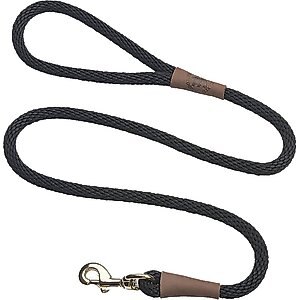Mendota Products Large Snap Solid Rope Dog Leash, Black, 6-ft long, 1/2-in wide