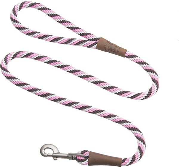 Mendota Products Large Snap Striped Rope Dog Leash, Pink Chocolate, 6-ft long, 1/2-in wide slide 1 of 1
