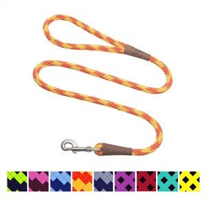 Mendota Products Large Snap Checkered Rope Dog Leash, Amber, 6-ft long, 1/2-in wide