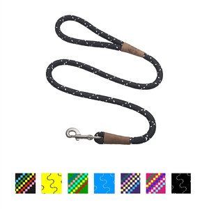 Mendota Products Large Snap Confetti Rope Dog Leash, Night Viz Black, 6-ft long, 1/2-in wide