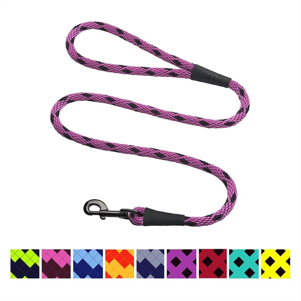 Mendota Products Large Snap Checkered Rope Dog Leash, Black Ice Raspberry, 6-ft long, 1/2-in wide slide 1 of 2