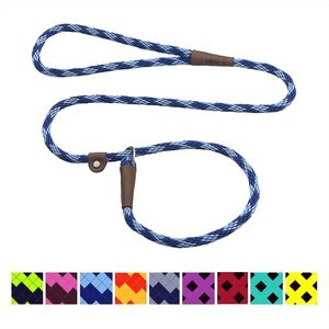 Mendota Products Small Slip Checkered Rope Dog Leash, Sapphire, 4-ft long, 3/8-in wide