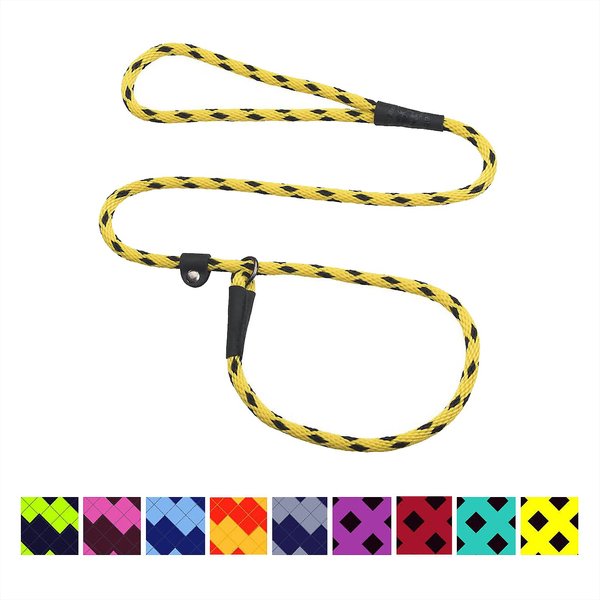 Mendota Products Small Slip Checkered Rope Dog Leash, Black Ice Yellow, 4-ft long, 3/8-in wide slide 1 of 1
