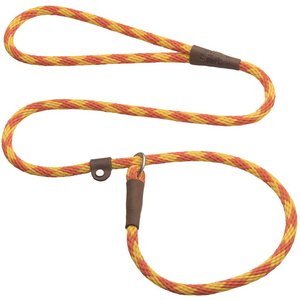 Mendota Products Small Slip Checkered Rope Dog Leash, Amber, 6-ft long, 3/8-in wide