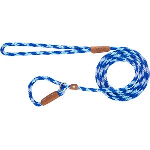 Mendota Products Small Slip Checkered Rope Dog Leash, Sapphire, 6-ft long, 3/8-in wide