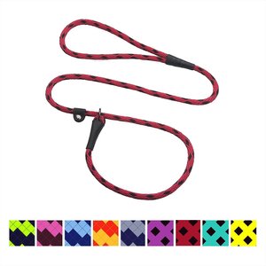 Mendota Products Small Slip Checkered Rope Dog Leash, Black Ice Red, 6-ft long, 3/8-in wide
